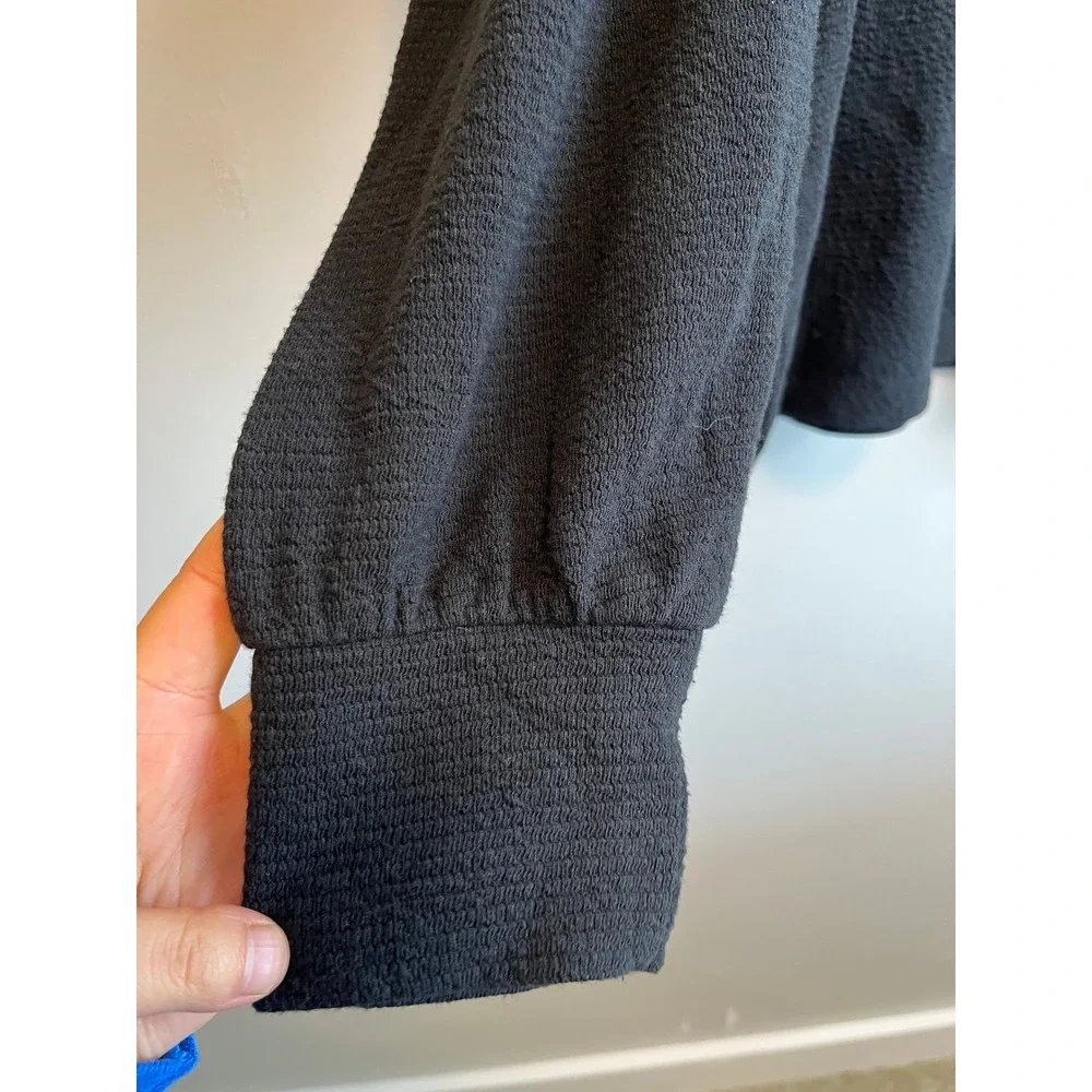 Madewell Puff Sleeve Textured Knit Sweatshirt Crew Neck Size M Long Sleeve Shirt